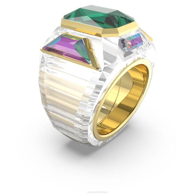 Swarovski DV4B1074 gioielleria verde, placcato color oro anello da cocktail cromato
