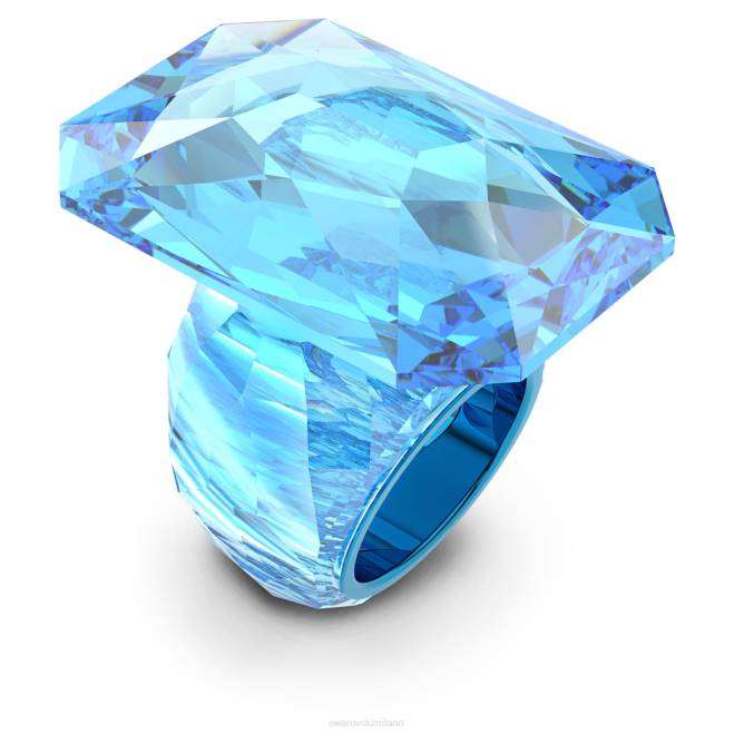 Swarovski DV4B1078 gioielleria cristallo oversize, taglio ottagonale, blu anello da cocktail lucente