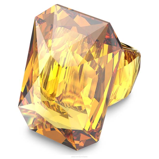 Swarovski DV4B1079 gioielleria cristallo oversize, taglio ottagonale, giallo anello da cocktail lucente