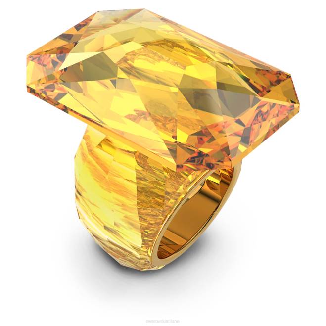Swarovski DV4B1079 gioielleria cristallo oversize, taglio ottagonale, giallo anello da cocktail lucente
