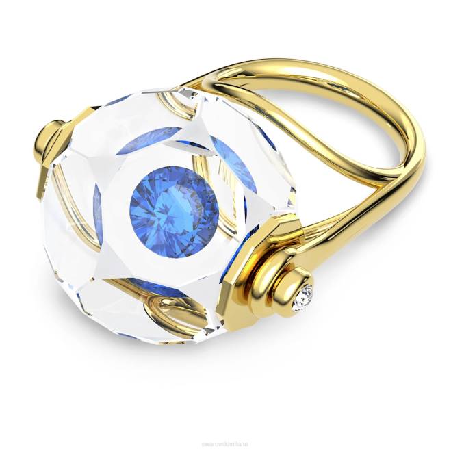 Swarovski DV4B1080 gioielleria chaton fluttuante, blu, placcato color oro anello da cocktail curioso