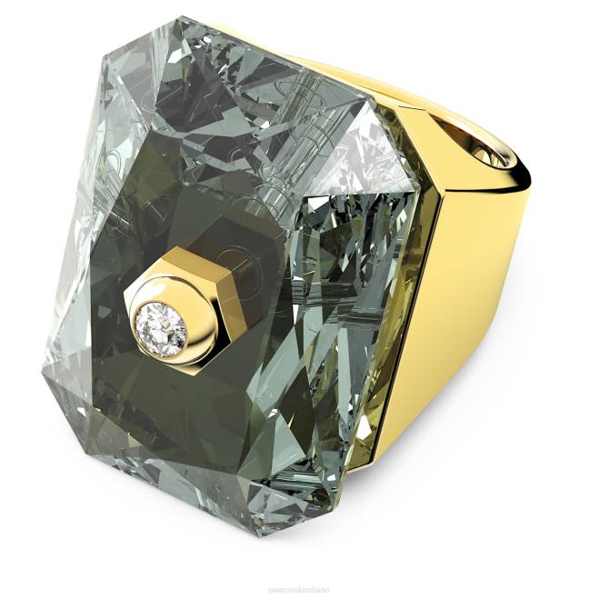Swarovski DV4B1086 gioielleria taglio ottagonale, grigio, placcato color oro anello da cocktail numina