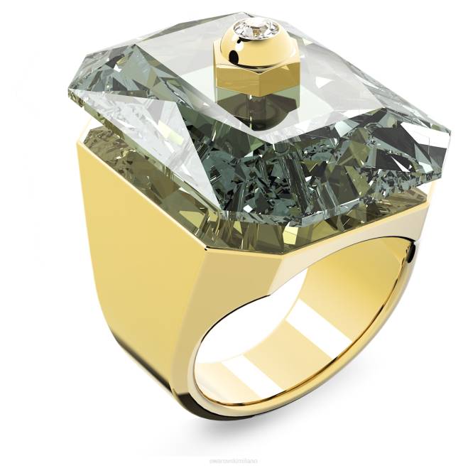 Swarovski DV4B1086 gioielleria taglio ottagonale, grigio, placcato color oro anello da cocktail numina