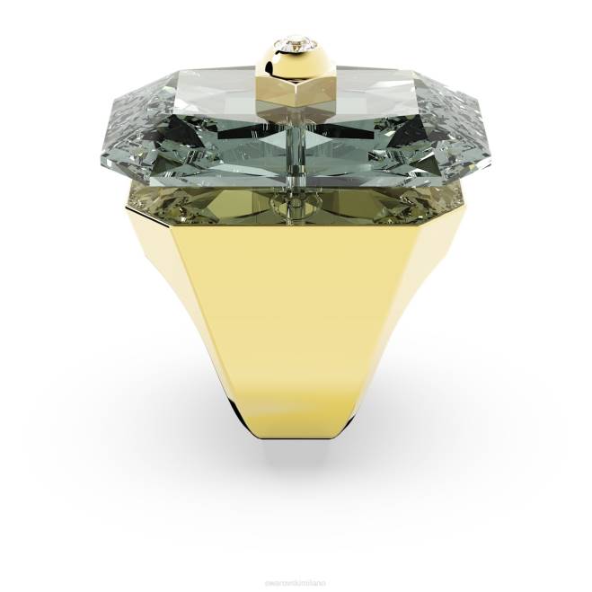 Swarovski DV4B1086 gioielleria taglio ottagonale, grigio, placcato color oro anello da cocktail numina