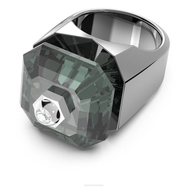 Swarovski DV4B1087 gioielleria taglio ottagonale, nero, placcato rutenio anello da cocktail numina