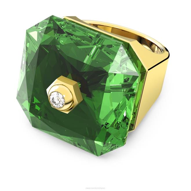 Swarovski DV4B1088 gioielleria taglio ottagonale, verde, placcato color oro anello da cocktail numina