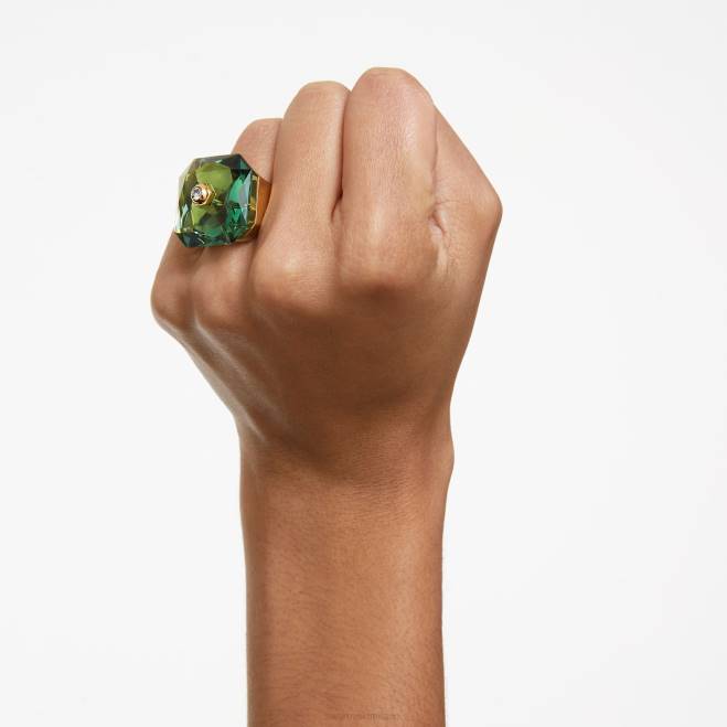Swarovski DV4B1088 gioielleria taglio ottagonale, verde, placcato color oro anello da cocktail numina
