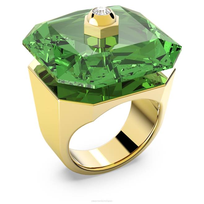 Swarovski DV4B1088 gioielleria taglio ottagonale, verde, placcato color oro anello da cocktail numina