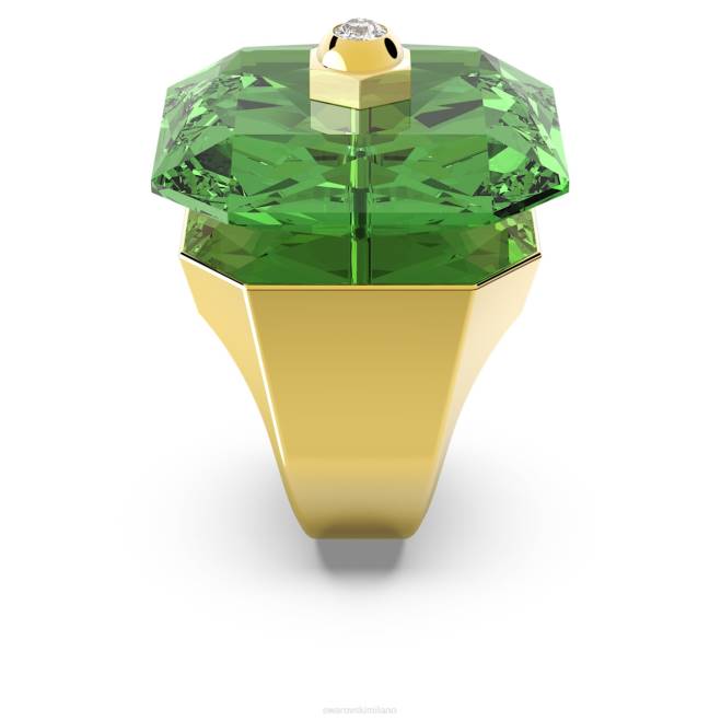 Swarovski DV4B1088 gioielleria taglio ottagonale, verde, placcato color oro anello da cocktail numina
