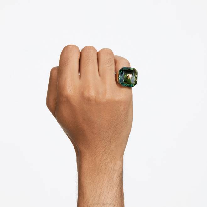 Swarovski DV4B1088 gioielleria taglio ottagonale, verde, placcato color oro anello da cocktail numina