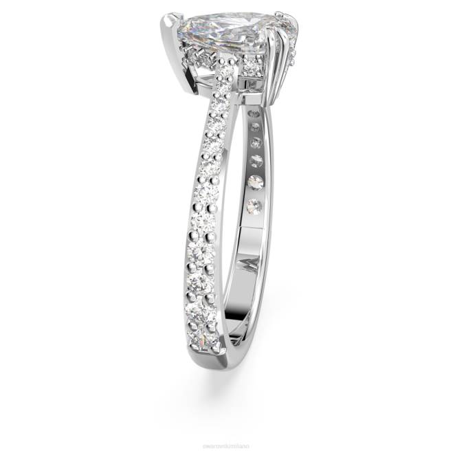Swarovski DV4B981 gioielleria taglio a pera, pavé, bianco, placcato rodio Anello da cocktail Millenia