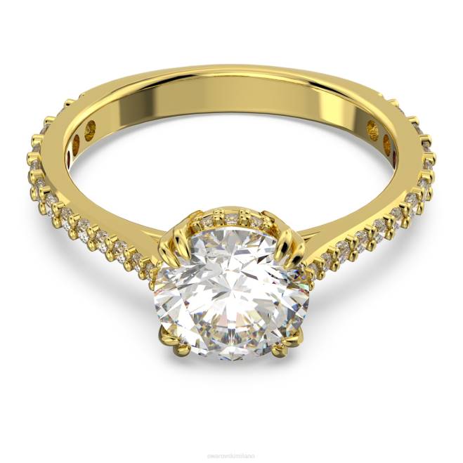 Swarovski DV4B983 gioielleria taglio principessa, pavé, bianco, placcato color oro anello da cocktail costellazione