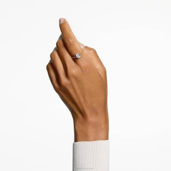 Swarovski DV4B983 gioielleria taglio principessa, pavé, bianco, placcato color oro anello da cocktail costellazione