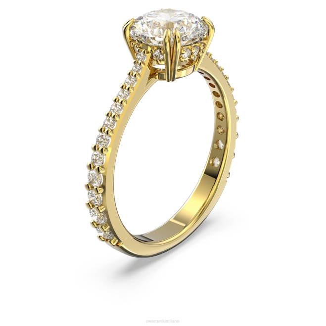Swarovski DV4B983 gioielleria taglio principessa, pavé, bianco, placcato color oro anello da cocktail costellazione