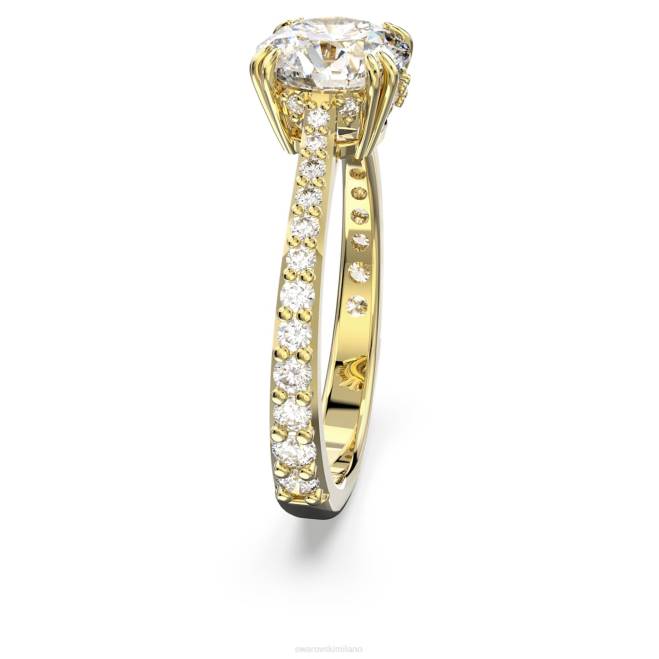 Swarovski DV4B983 gioielleria taglio principessa, pavé, bianco, placcato color oro anello da cocktail costellazione