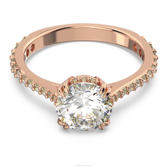 Swarovski DV4B984 gioielleria taglio principessa, pavé, bianco, placcato tonalità oro rosa anello da cocktail costellazione