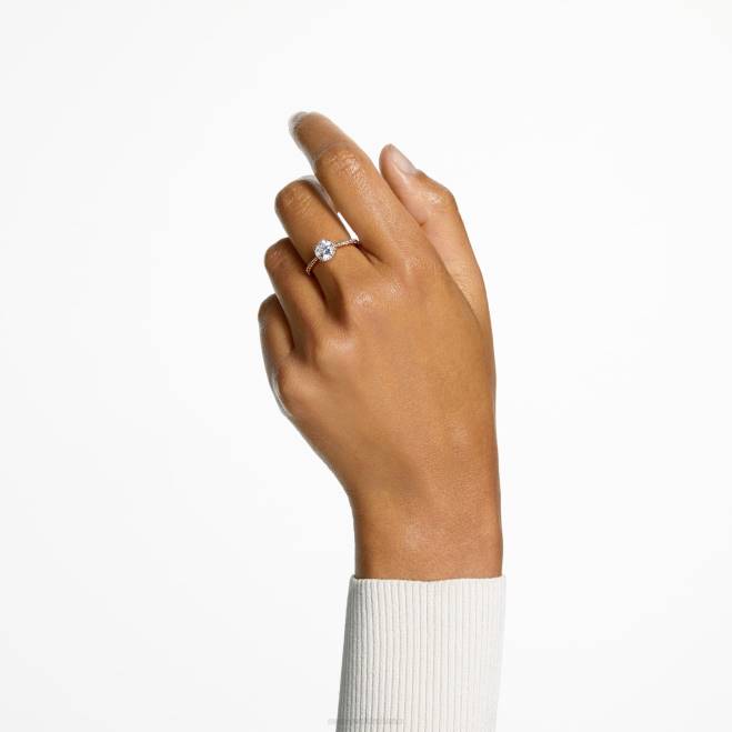 Swarovski DV4B984 gioielleria taglio principessa, pavé, bianco, placcato tonalità oro rosa anello da cocktail costellazione