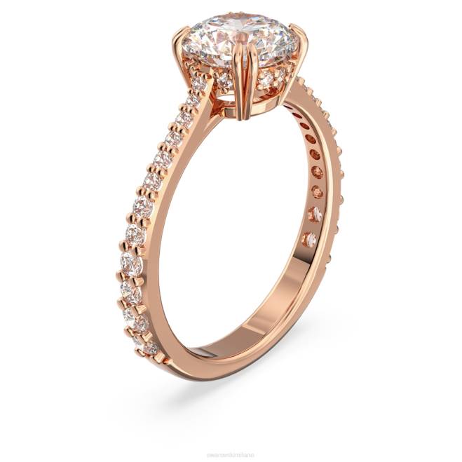 Swarovski DV4B984 gioielleria taglio principessa, pavé, bianco, placcato tonalità oro rosa anello da cocktail costellazione