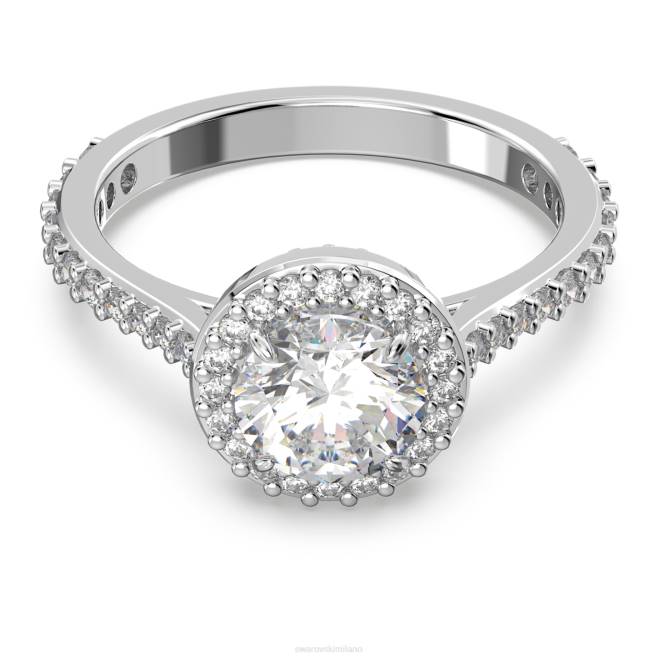 Swarovski DV4B985 gioielleria taglio rotondo, pavé, bianco, rodiato anello da cocktail costellazione