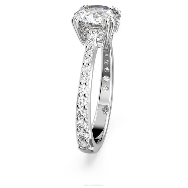 Swarovski DV4B987 gioielleria taglio principessa, pavé, bianco, placcato rodio anello da cocktail costellazione