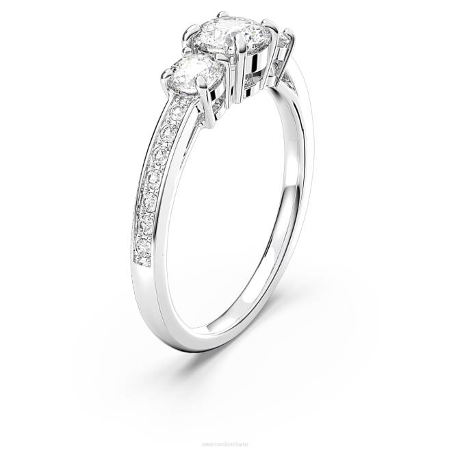 Swarovski DV4B977 gioielleria taglio rotondo, bianco, placcato rodio attirare l'anello della trilogia