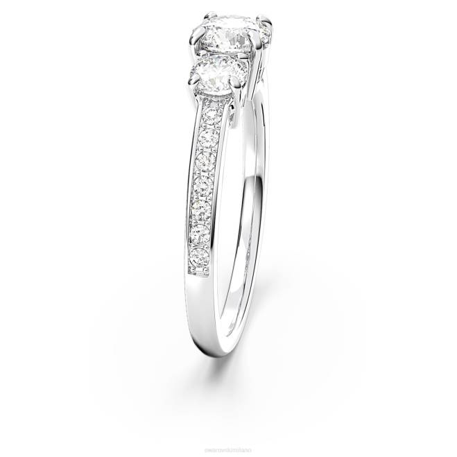 Swarovski DV4B977 gioielleria taglio rotondo, bianco, placcato rodio attirare l'anello della trilogia