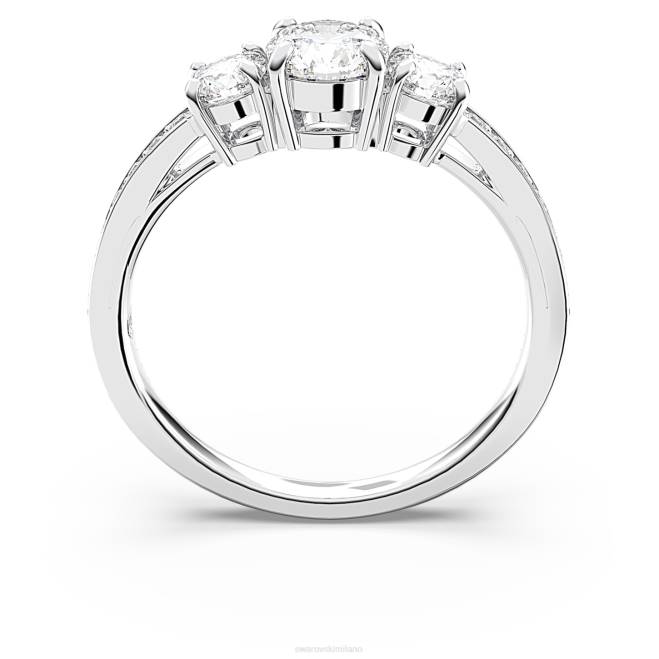 Swarovski DV4B977 gioielleria taglio rotondo, bianco, placcato rodio attirare l'anello della trilogia