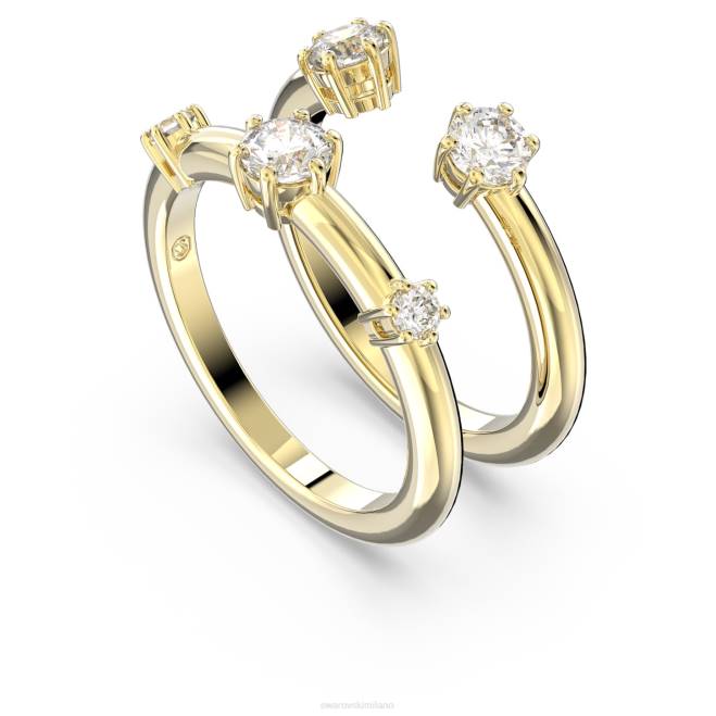 Swarovski DV4B373 gioielleria taglio rotondo, bianco, placcato oro anello della costellazione