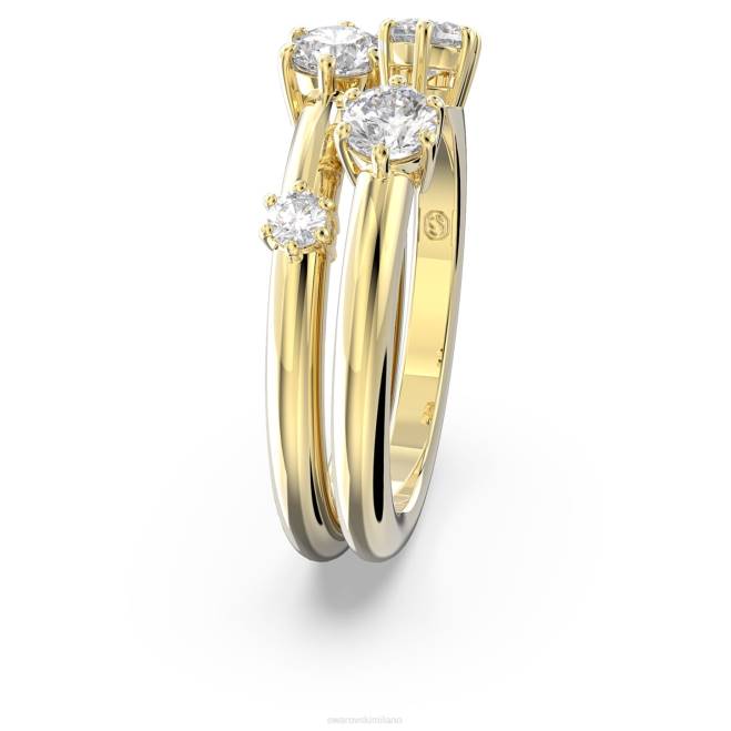 Swarovski DV4B373 gioielleria taglio rotondo, bianco, placcato oro anello della costellazione