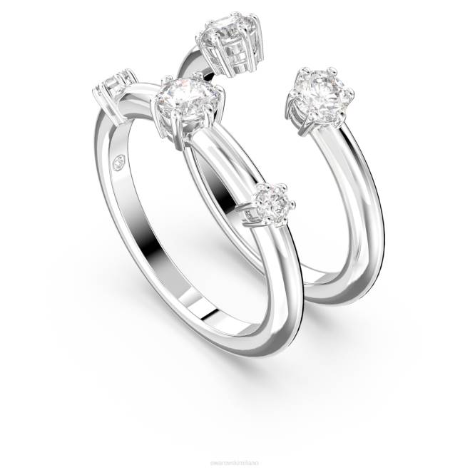 Swarovski DV4B376 gioielleria taglio rotondo, bianco, placcato rodio anello della costellazione