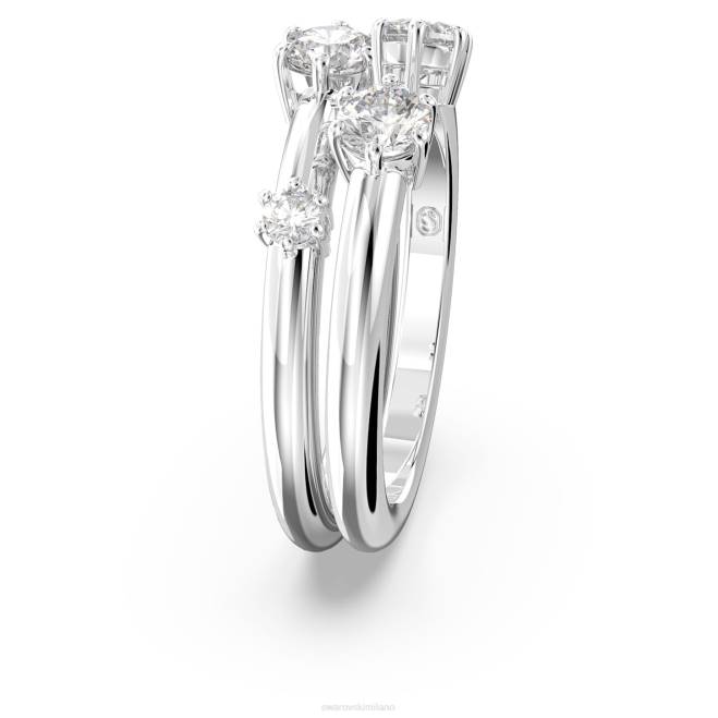 Swarovski DV4B376 gioielleria taglio rotondo, bianco, placcato rodio anello della costellazione