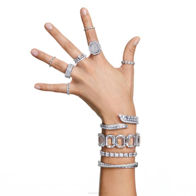Swarovski DV4B376 gioielleria taglio rotondo, bianco, placcato rodio anello della costellazione