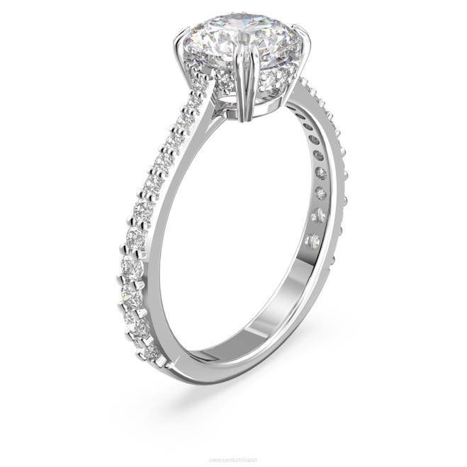 Swarovski DV4B384 gioielleria taglio principessa, bianco, placcato rodio anello della costellazione