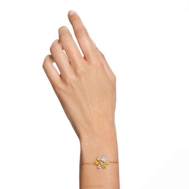 Swarovski DV4B418 gioielleria tagli misti, fiore, giallo, placcato oro braccialetto gemma