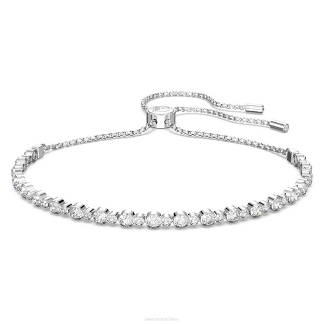 Swarovski DV4B419 gioielleria taglio rotondo, bianco, placcato rodio sottile braccialetto trilogy