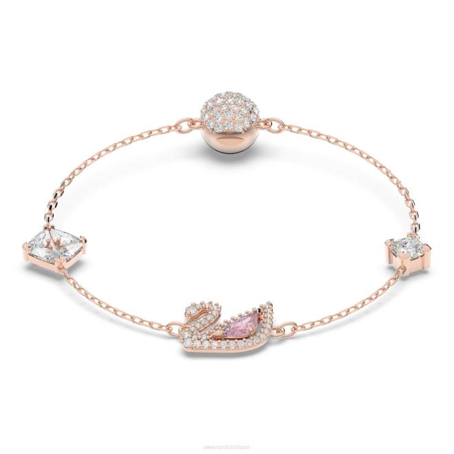 Swarovski DV4B421 gioielleria chiusura magnetica, cigno, rosa, placcato tonalità oro rosa braccialetto di cigno abbagliante
