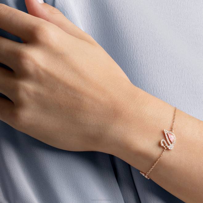 Swarovski DV4B421 gioielleria chiusura magnetica, cigno, rosa, placcato tonalità oro rosa braccialetto di cigno abbagliante