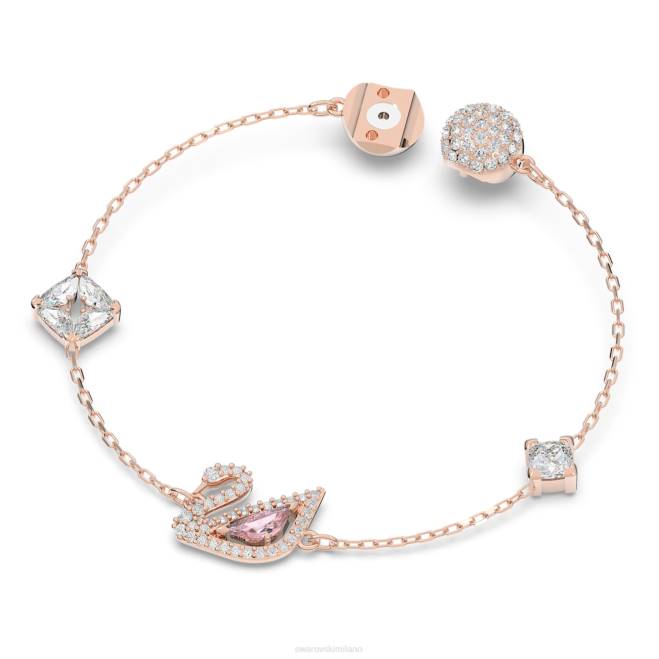 Swarovski DV4B421 gioielleria chiusura magnetica, cigno, rosa, placcato tonalità oro rosa braccialetto di cigno abbagliante