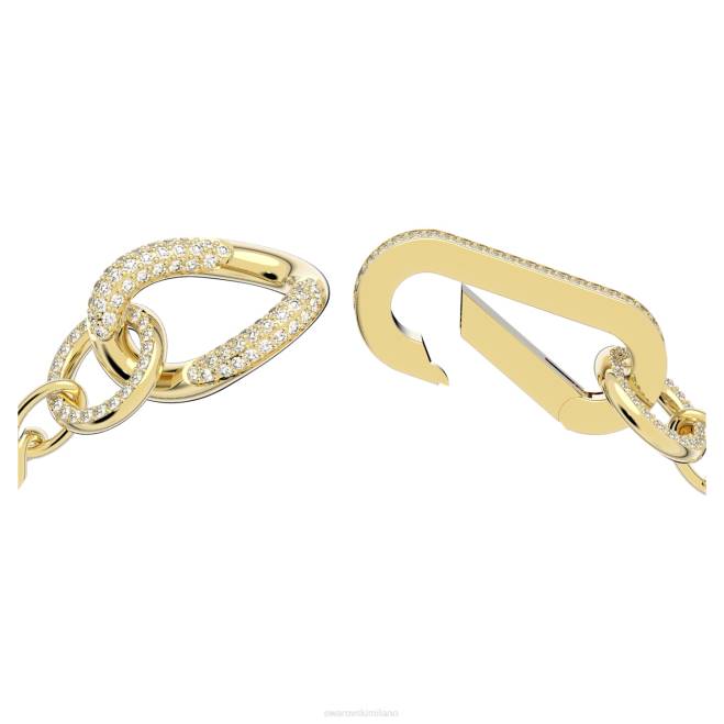 Swarovski DV4B422 gioielleria pavé, maglie miste, bianco, placcato color oro braccialetto destrezza
