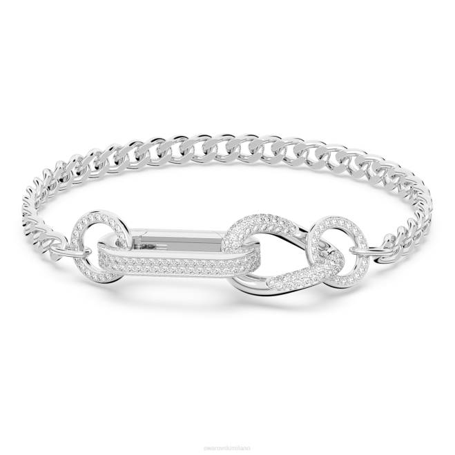 Swarovski DV4B423 gioielleria pavé, maglie miste, bianco, placcato rodio braccialetto destrezza