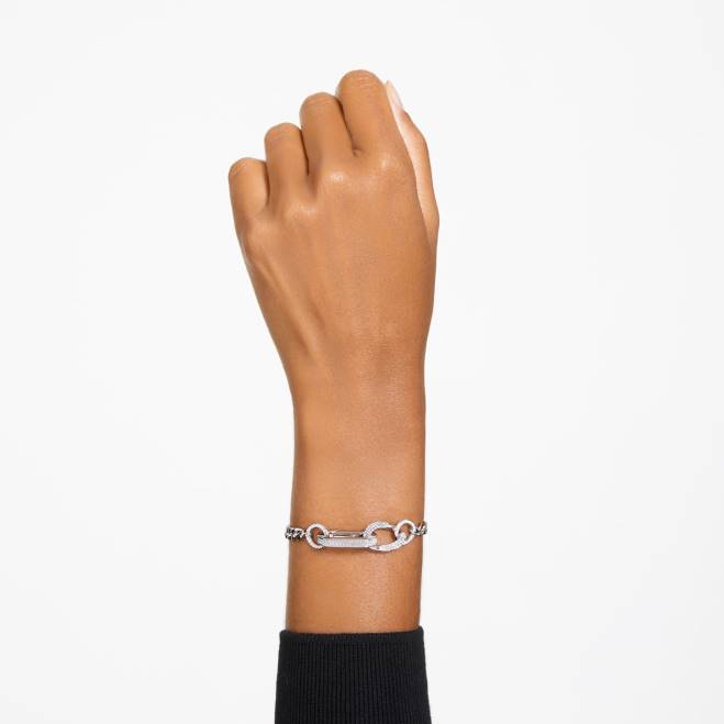 Swarovski DV4B423 gioielleria pavé, maglie miste, bianco, placcato rodio braccialetto destrezza