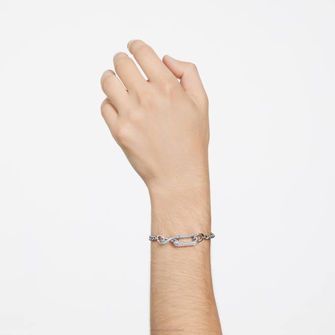 Swarovski DV4B423 gioielleria pavé, maglie miste, bianco, placcato rodio braccialetto destrezza