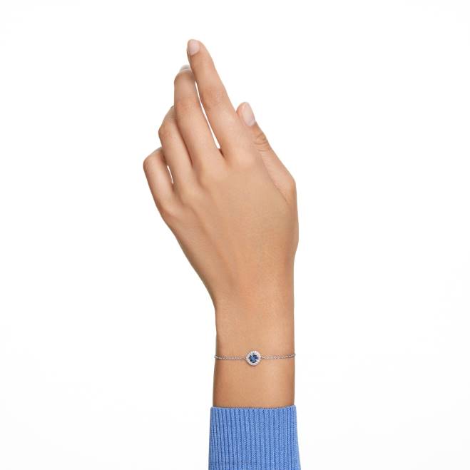 Swarovski DV4B425 gioielleria taglio quadrato, blu, placcato rodio braccialetto angelico