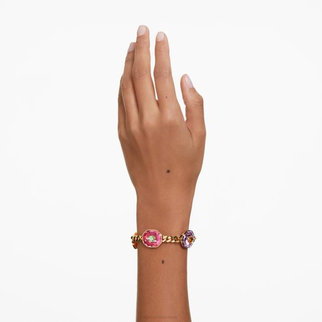 Swarovski DV4B426 gioielleria tagli misti, multicolori, placcati oro braccialetto cromato