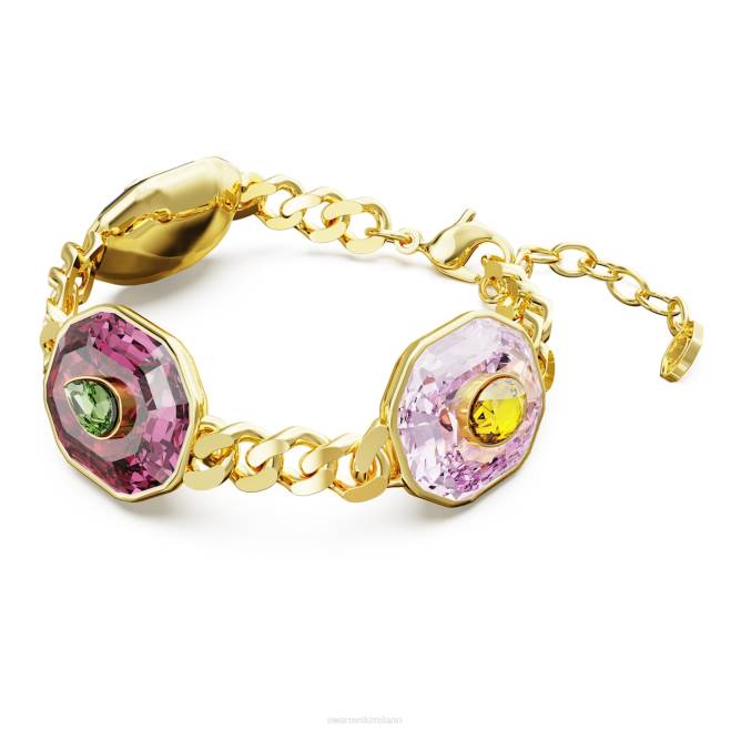 Swarovski DV4B426 gioielleria tagli misti, multicolori, placcati oro braccialetto cromato