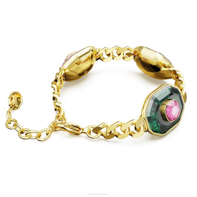Swarovski DV4B426 gioielleria tagli misti, multicolori, placcati oro braccialetto cromato