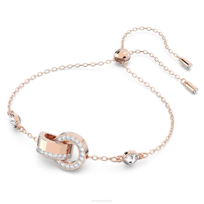 Swarovski DV4B427 gioielleria anello ad incastro, bianco, placcato tonalità oro rosa braccialetto cavo