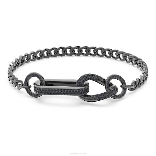Swarovski DV4B428 gioielleria pavé, maglie miste, nero, placcato rutenio braccialetto destrezza