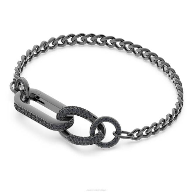 Swarovski DV4B428 gioielleria pavé, maglie miste, nero, placcato rutenio braccialetto destrezza