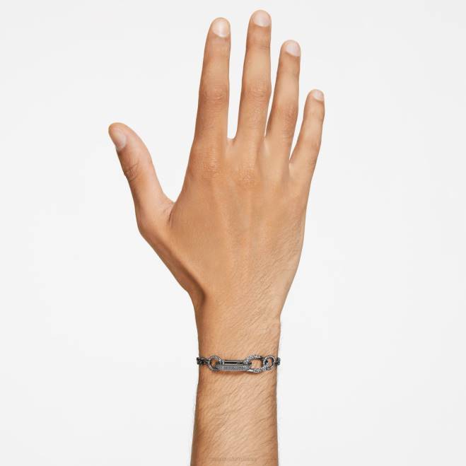 Swarovski DV4B428 gioielleria pavé, maglie miste, nero, placcato rutenio braccialetto destrezza